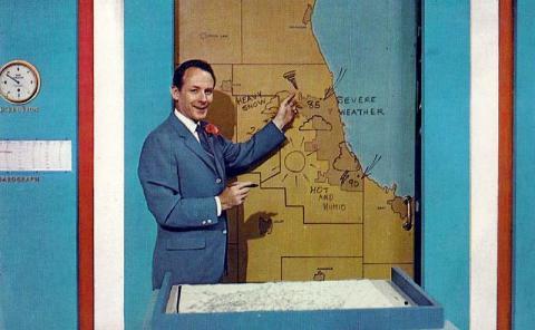 Harry Volkman showing his weather map